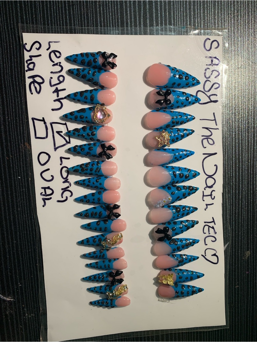 Blue & Pink  Rhinestone Press-On Nails - Picture 4 of 16
